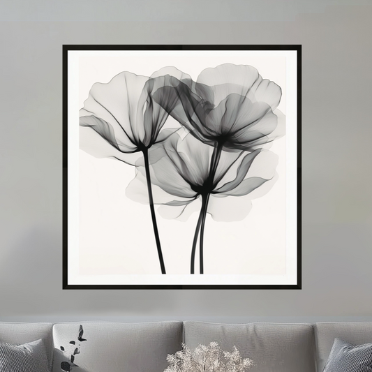 wall art black and white flower abstract 