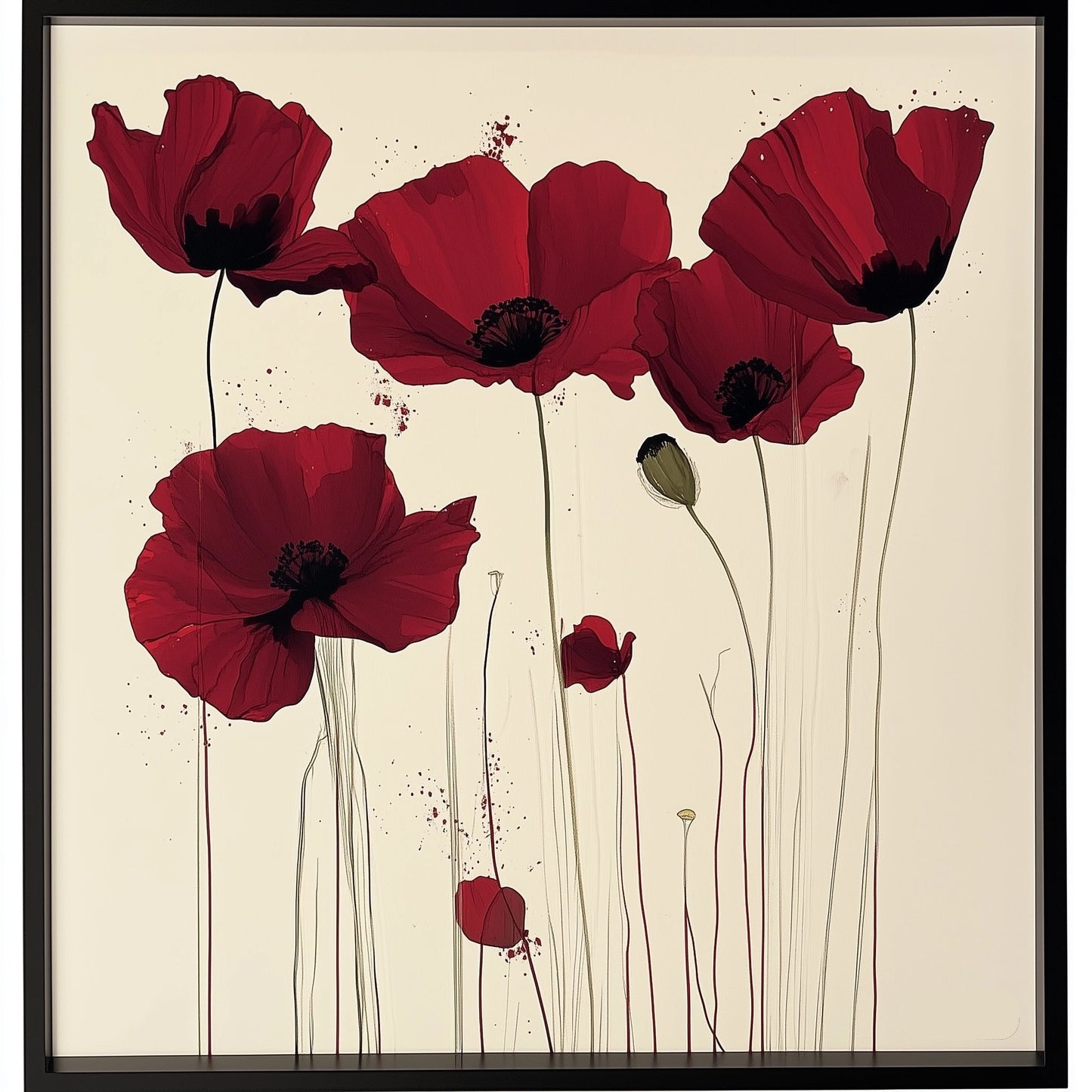 wall art abstract high quality giclee print flower poppies